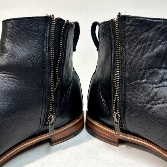NEW HEELS Rancourt & Co. x Helm Pablo Zip Moto Ankle Boot Black Horween USA 11 D